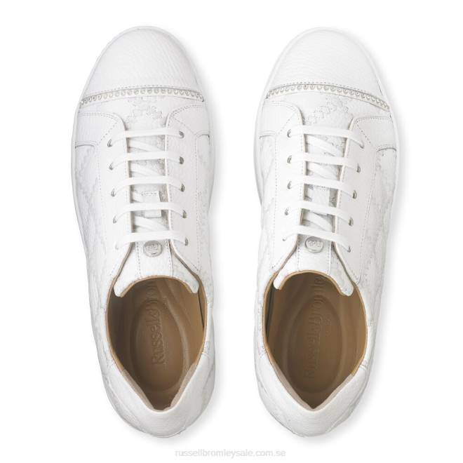 kvinnor vit Russell And Bromley esplanade sneaker med snörning T4XZ74