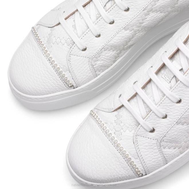 kvinnor vit Russell And Bromley esplanade sneaker med snörning T4XZ74