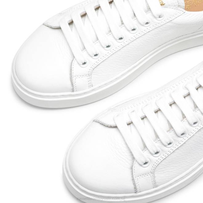 kvinnor vit Russell And Bromley glimma låg topp snörning T4XZ64