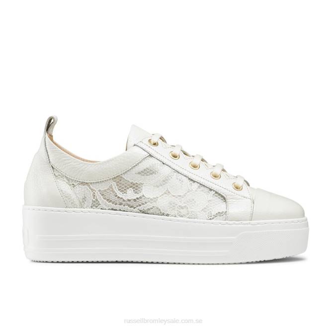 kvinnor vit Russell And Bromley strandpromenadsneaker i spets T4XZ78