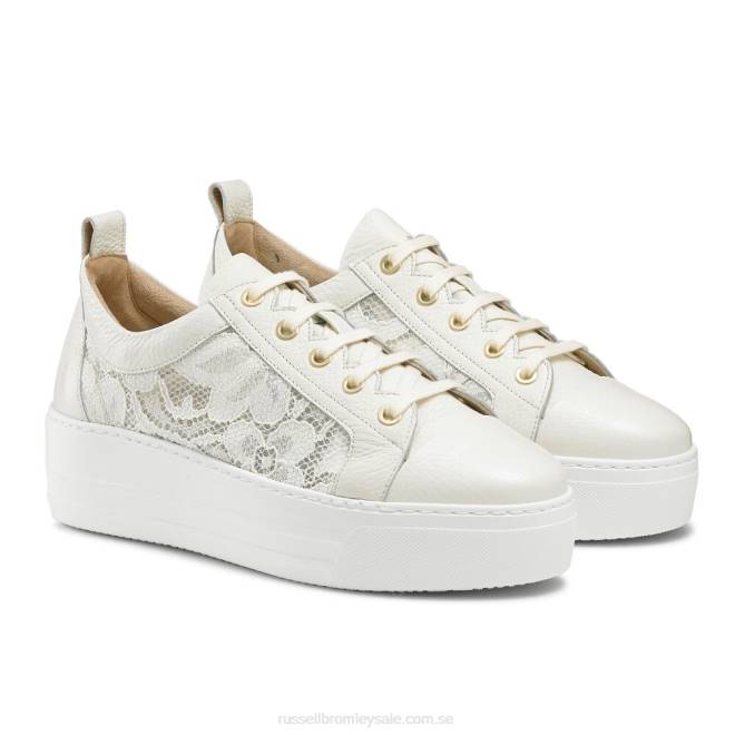 kvinnor vit Russell And Bromley strandpromenadsneaker i spets T4XZ78