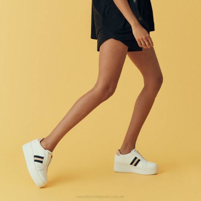 kvinnor vit Russell And Bromley stripe stripe flatform sneaker T4XZ12