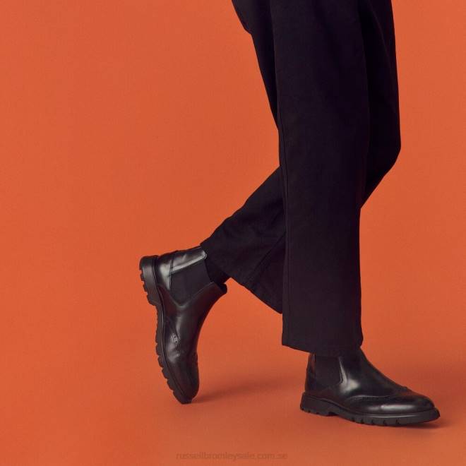 män svart Russell And Bromley farringdon brogue detalj chelsea boot T4XZ613
