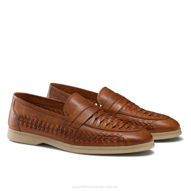 män brun Russell And Bromley loafer med översta vävdetalj T4XZ577