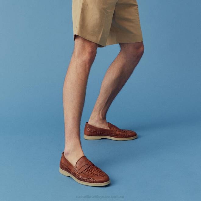 män brun Russell And Bromley loafer med översta vävdetalj T4XZ577