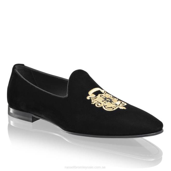 män svart Russell And Bromley barockbroderad slip-on T4XZ578