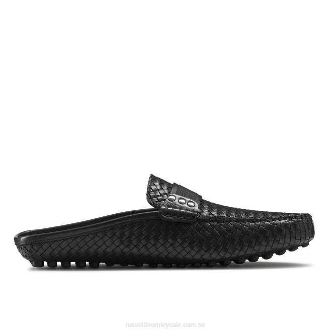 män svart Russell And Bromley cabriolet rygglös loafer T4XZ499