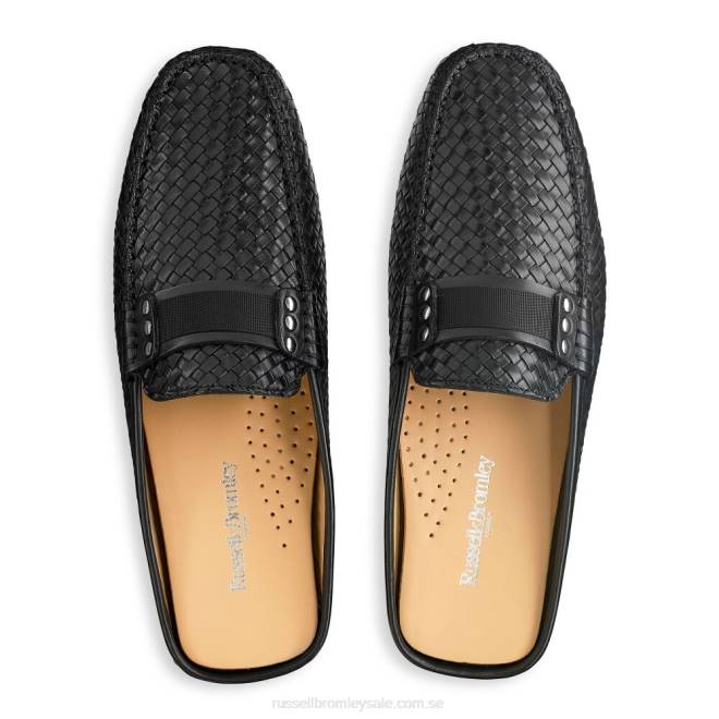män svart Russell And Bromley cabriolet rygglös loafer T4XZ499