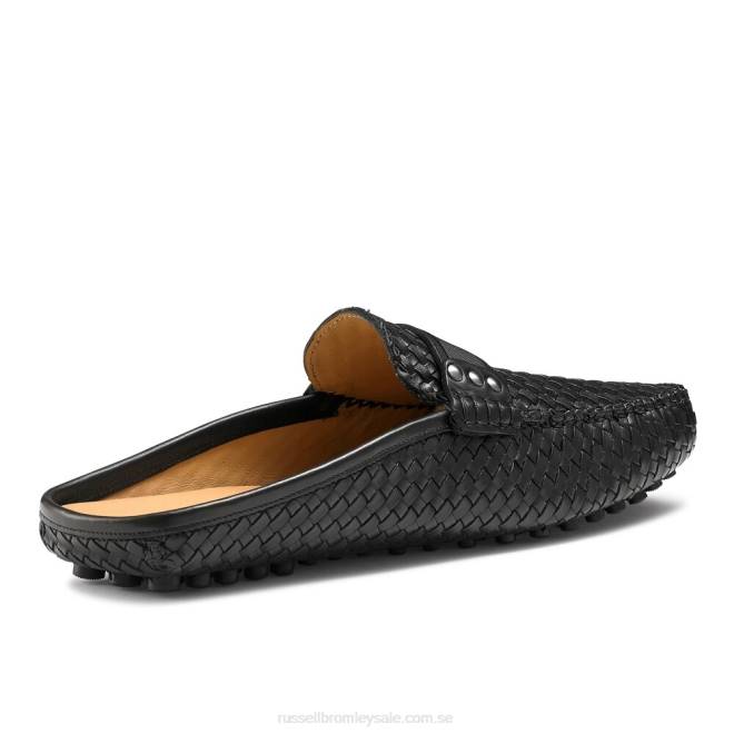 män svart Russell And Bromley cabriolet rygglös loafer T4XZ499