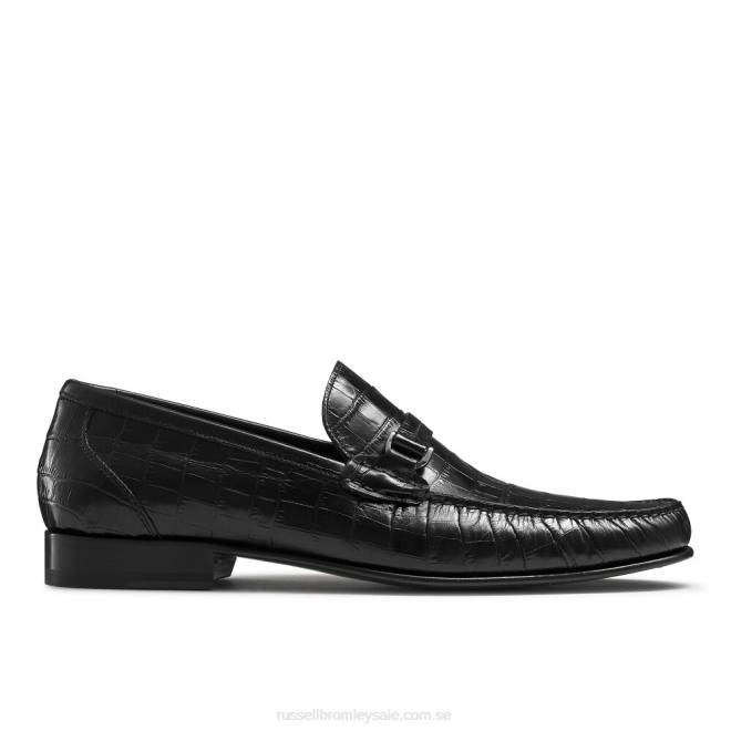 män svart Russell And Bromley elit slip on mockasin T4XZ497