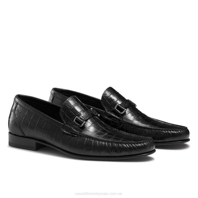 män svart Russell And Bromley elit slip on mockasin T4XZ497