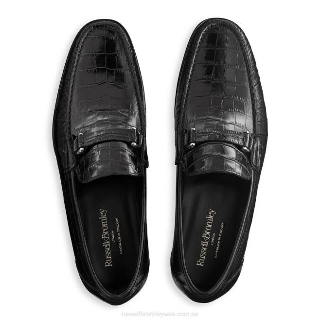 män svart Russell And Bromley elit slip on mockasin T4XZ497