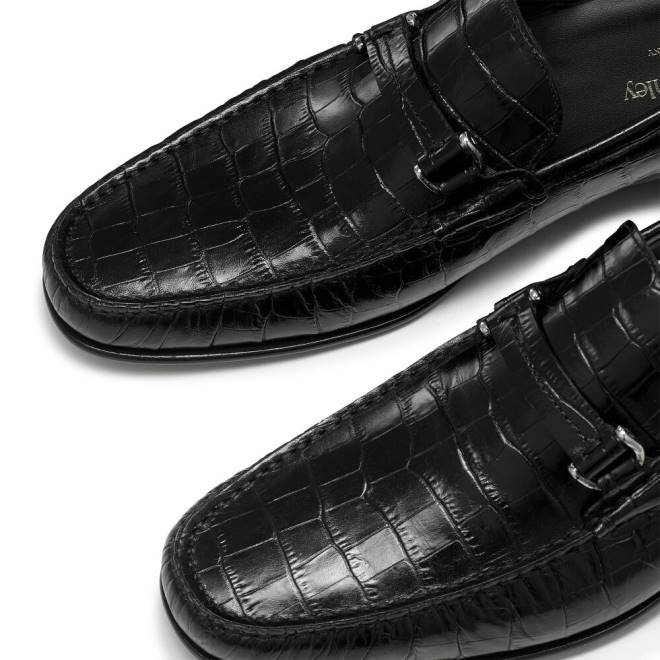 män svart Russell And Bromley elit slip on mockasin T4XZ497