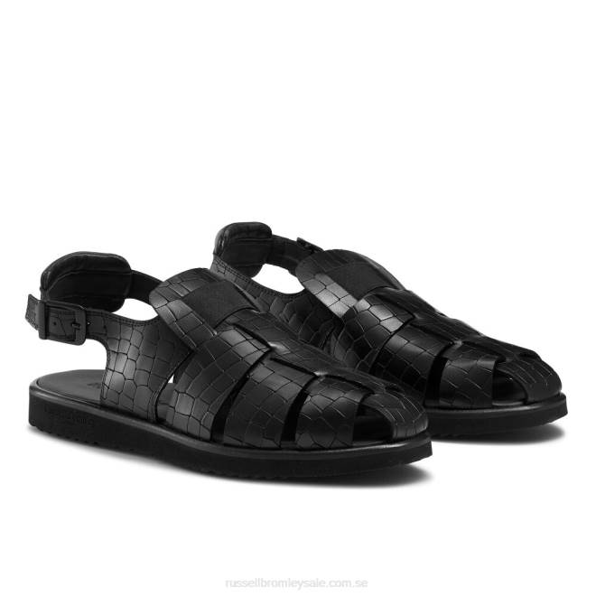 män svart Russell And Bromley San cono sandal med stängd tå med spänne T4XZ529