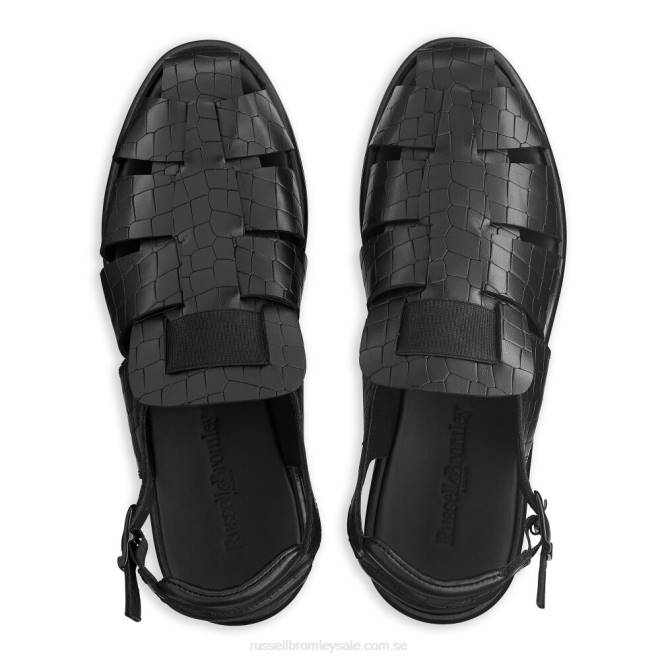 män svart Russell And Bromley San cono sandal med stängd tå med spänne T4XZ529