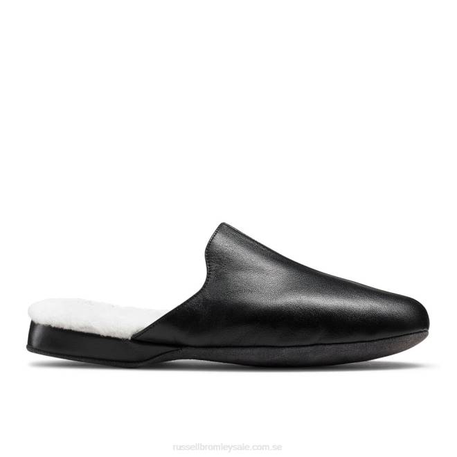 män svart Russell And Bromley dominic shearling mule toffel T4XZ541