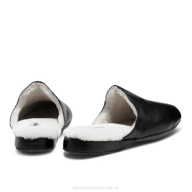 män svart Russell And Bromley dominic shearling mule toffel T4XZ541