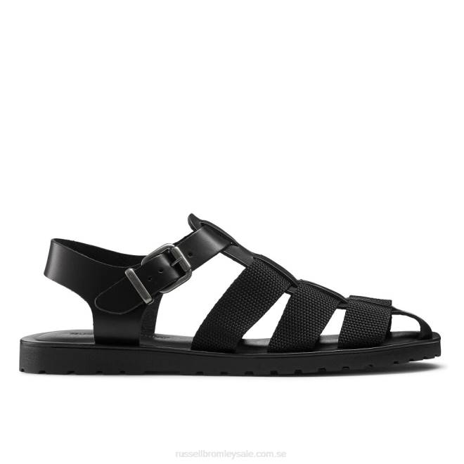 män svart Russell And Bromley fab fisher spännade tyg fiskare T4XZ519