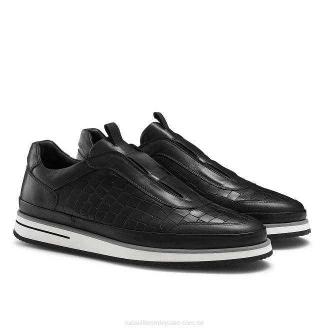 män svart Russell And Bromley san giusto oxford snörlösa sneaker T4XZ431