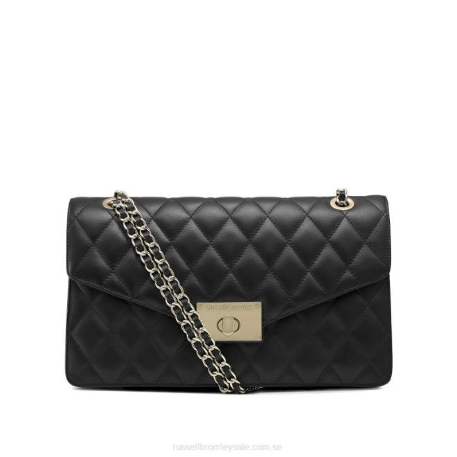 svart Russell And Bromley quiltchain stor axelväska med kedja T4XZ669