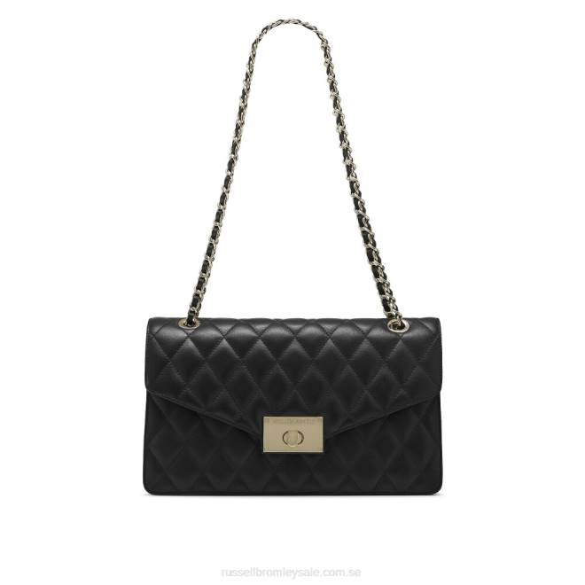 svart Russell And Bromley quiltchain stor axelväska med kedja T4XZ669