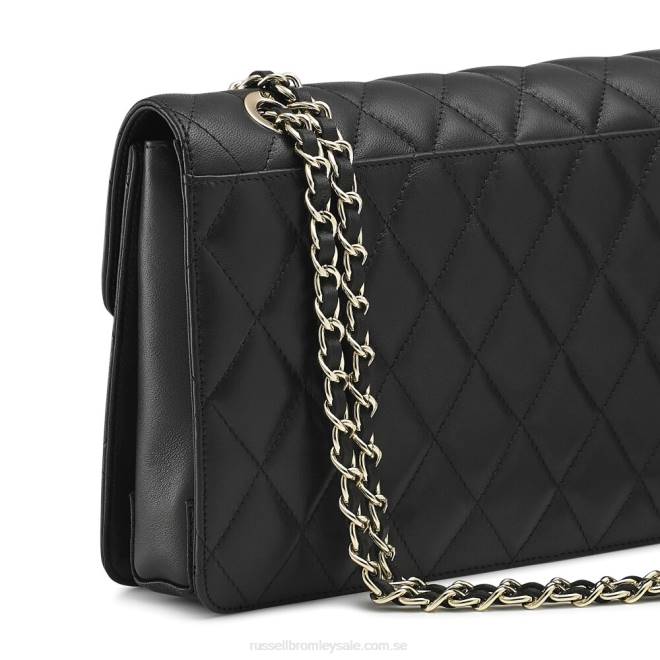 svart Russell And Bromley quiltchain stor axelväska med kedja T4XZ669
